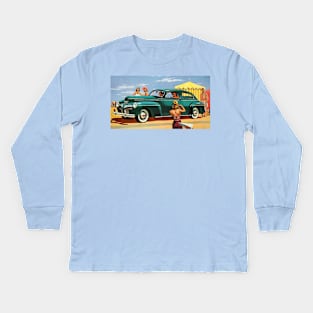 Retro DeSoto at Beach Kids Long Sleeve T-Shirt